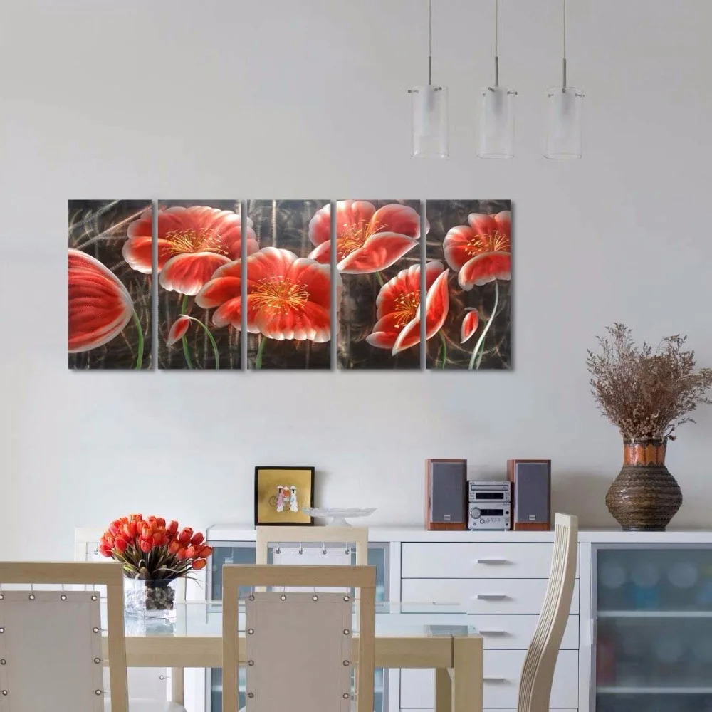 Kopen Bloemen Grote Muurschildering Decoratie Decoratie Naar Het Hotel De Abstracte Moderne Opknoping Muur Outdoor Decoratieve Kunsten 5 P Rood