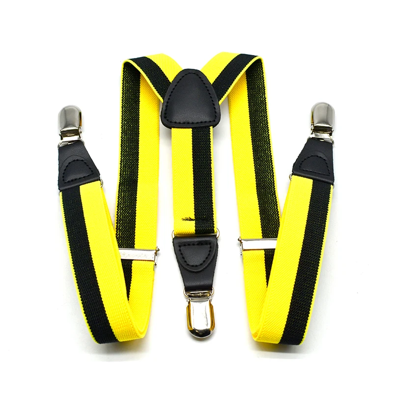 Полосатые подтяжки для детей 3 зажимы на черный брюки из полиуретана Tirantes модный