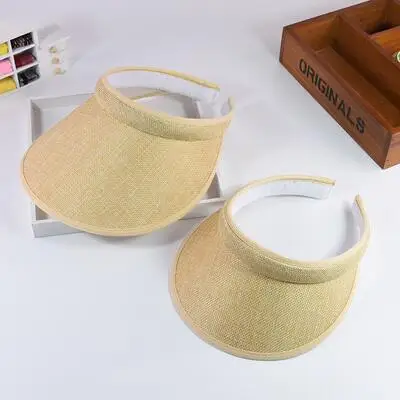 beige yellow Летняя Повседневная Солнцезащитная шляпа для родителей и детей, Пляжная Пустая Шляпа, Женская Регулируемая шапка - Цвет: beige yellow