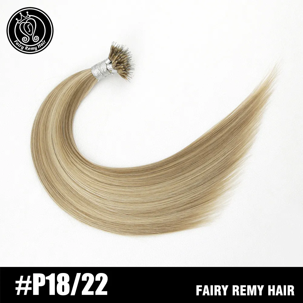P18-22 Фея remy волосы 0,8 г/локон 18 дюймов Remy микро бусины человеческие волосы для наращивания Европейский темно-коричневый блонд пианино нано-Кольца для волос 50 шт - Цвет: P18-22