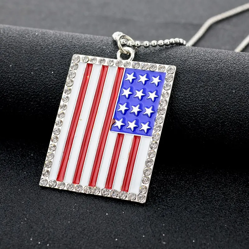 Винтажная резная эмалированная цепочка с австрийским флагом США и