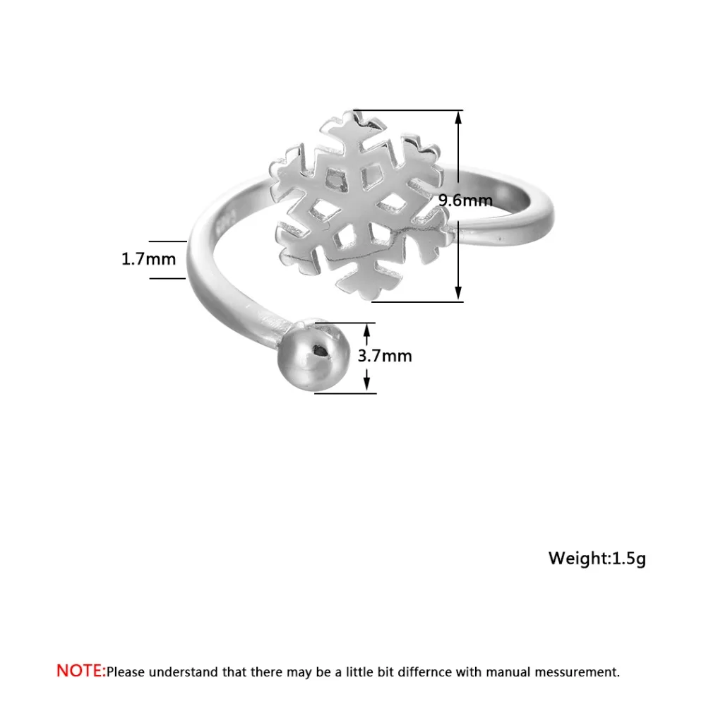QIMING открытые Снежинка женский мужское кольцо из чистого снежные модные богемные