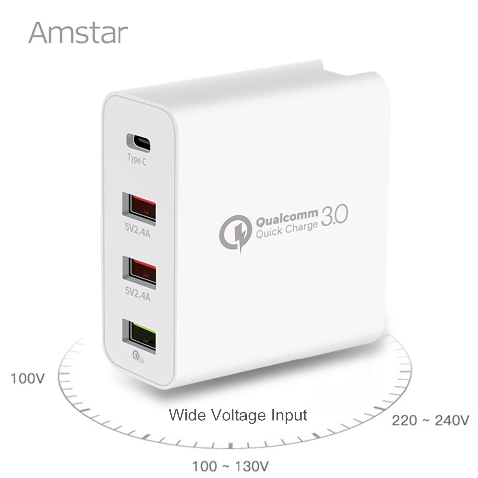 Амстар Quick Charge 3 0 USB зарядное устройство 36 Вт Тип C & QC3.0 дорожное настенное Быстрая