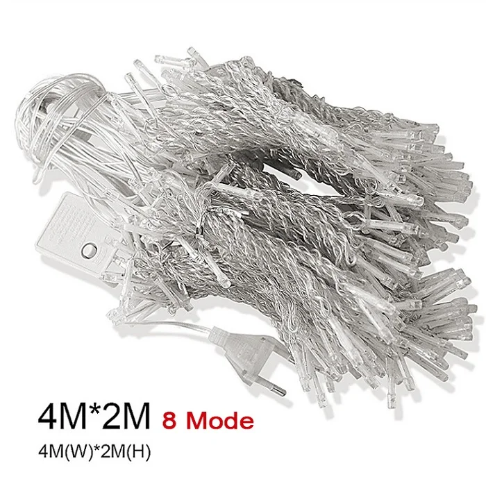 4M x 2M 400LEDs 3x3 LED сосулька Фея Света ЕС Plug гирлянды Шторы Led строки лампы Рождество открытый/внутренней отделки для рождество свадьбы Hallowen - Испускаемый цвет: 4M x 2M 400LEDs