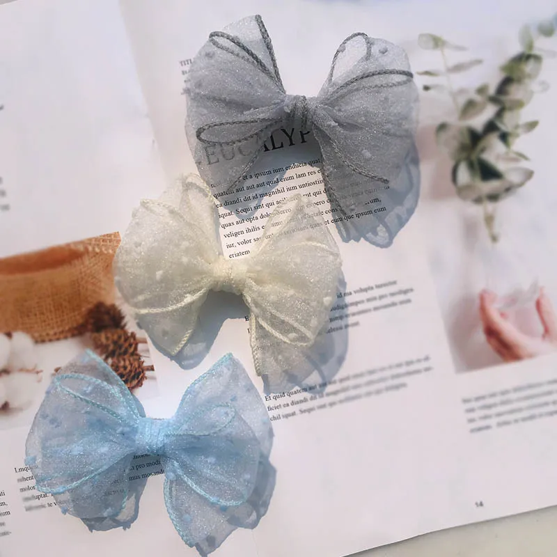 Оптовая продажа бутик 30 шт. модные милые марлевые заколки для волос с бантом