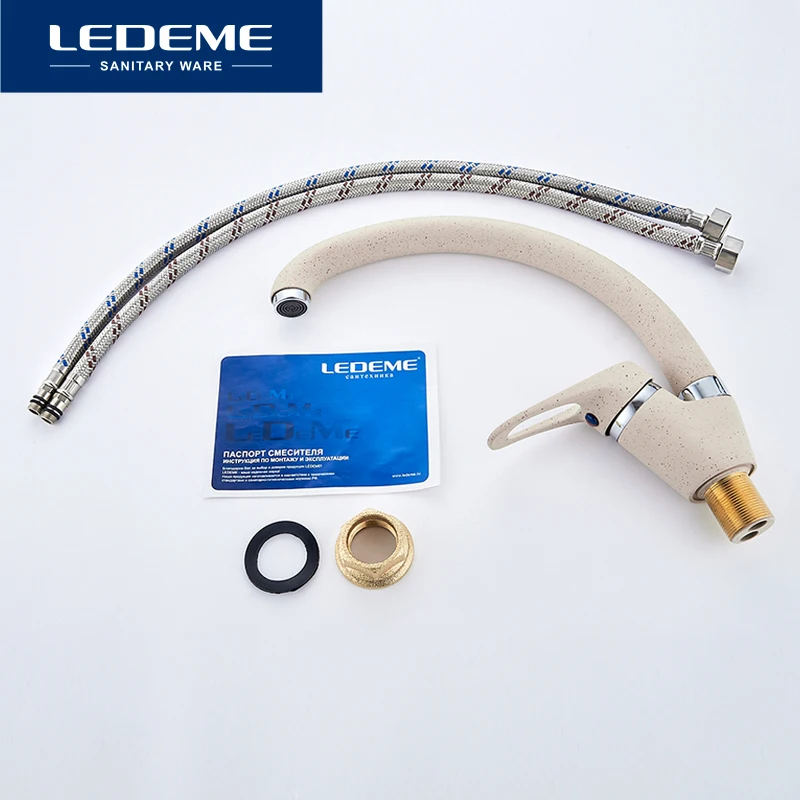 LEDEME Смеситель для кухни с гайкой латунь Цвет: хром / чёрный белый|kitchen faucet|faucet