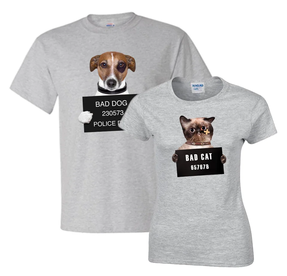 Футболка хлопок европейский размер мужчина женщина собака полицейский дизайн Bad
