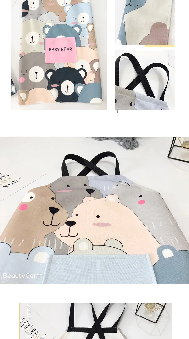 Хлопковый льняной Кухонный Фартук с героями мультфильмов для детей, взрослых, женщин, мужчин, родителей и детей, безрукавные фартуки для повара AT71
