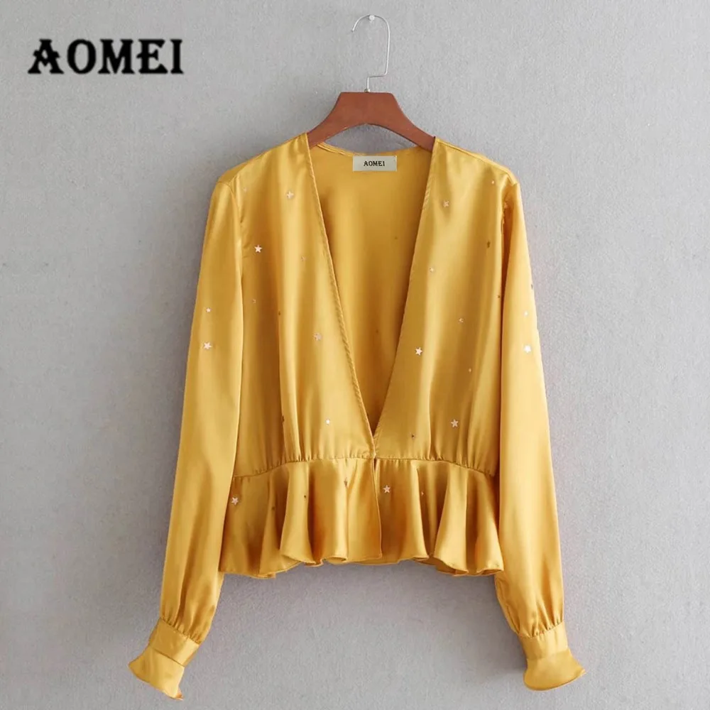 Для женщин блузка Blusa feminina Мода Глубокий V Средства ухода за кожей Шеи пикантные