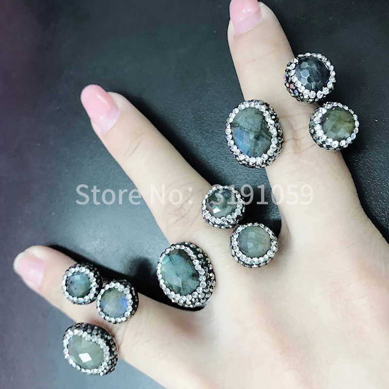 

Natural flashing stone three rings, opening ring DIY, female fashion ring, simple and gorgeous, restoring ancient ways.