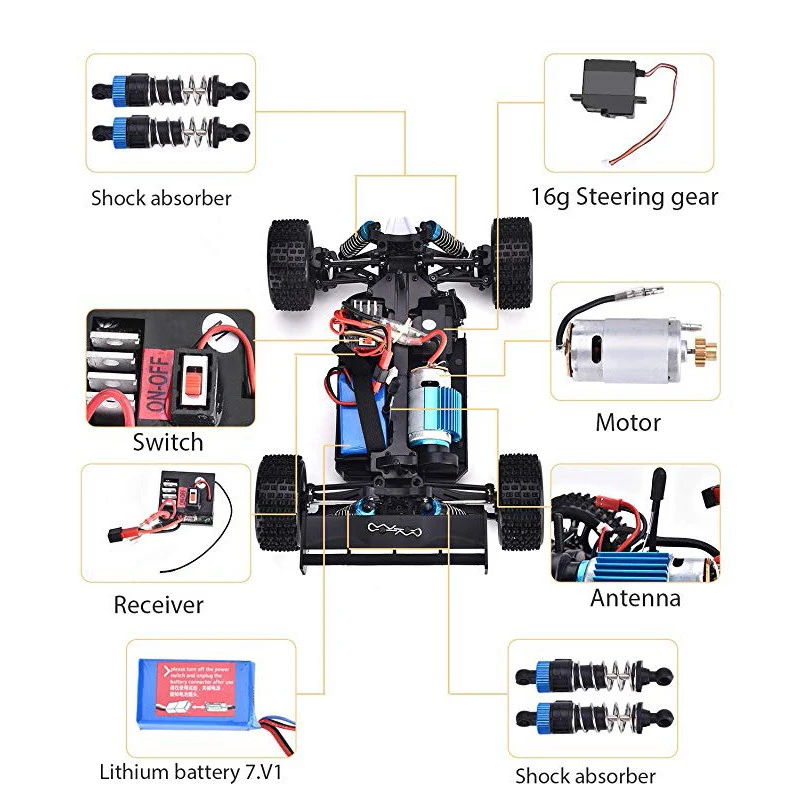 Wltoys A959 обновленная версия RC автомобилей 1/18 масштаб 4WD 2 4 г Электрический RTR