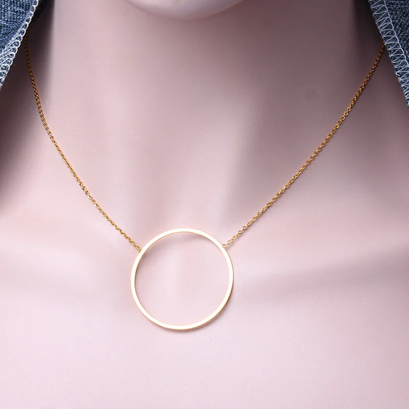 round gold SHE WEIER ожерелье из нержавеющей стали с цепочкой лучшие друзья ожерелье с кулоном в форме сердца для женщин чокер ожерелье без ожерелья ювелирные изделия серебро золото - Окраска металла: round gold