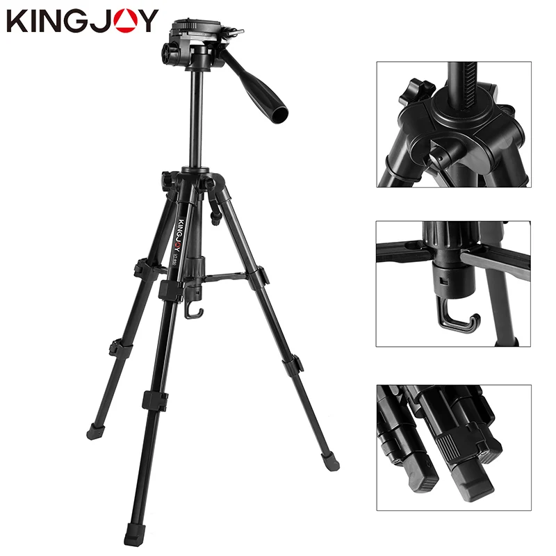 KINGJOY Officia VT-850 Light Video Tripod Kits Camera Tripod Stand Profesional Alloy With Rocker Arm Flexible Portable Holder enlarge