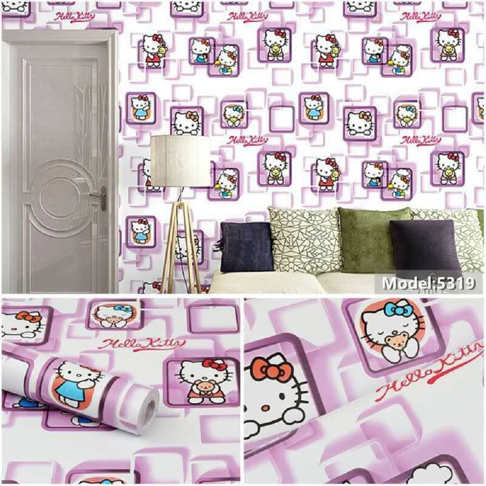 45 см X 1000 см HelloKitty, водонепроницаемые самоклеящиеся обои из ПВХ, настенные наклейки для гостиной, телевизора, стены, спальни, для детей, креативные