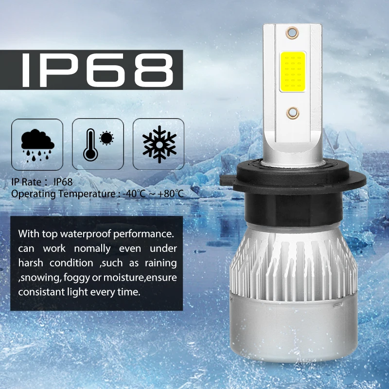 HLXG 2x мини 5000K 6500K 8500K светодиодный H4 фары лампы H1 H7 светодиодные Led H11 H8 H9 5202 10000LM 9005 HB3