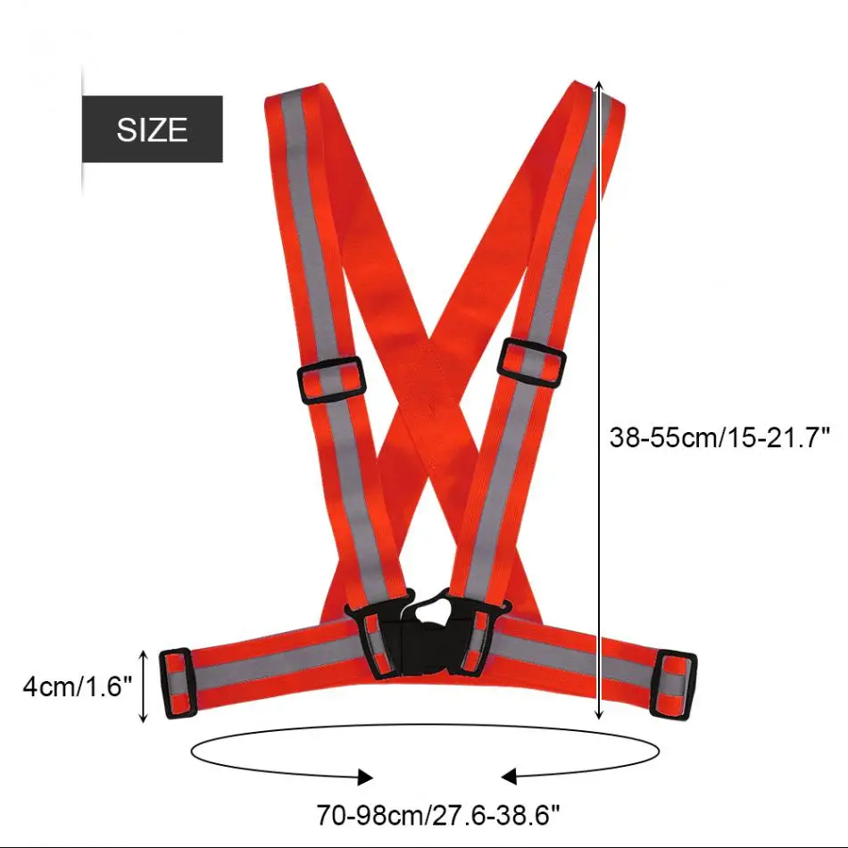 Светоотражающий жилет регулируемый эластичный защитный ремешок для бега езды на