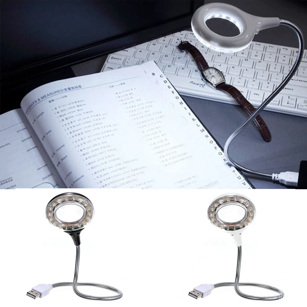 Ультра яркий гибкий светодиодный USB светильник для чтения книг, 18 светодиодный светильник, лупа для ноутбука, ноутбука, компьютера