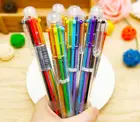 Шариковая ручка для письма, набор из 2 предметов, 6 цветов, красный, синий, черный, Канцтовары для школы и офиса