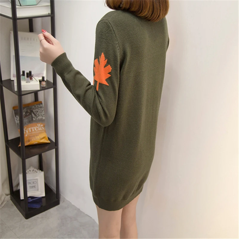 Женское платье-свитер свитер средней длины трикотажный пуловер большого размера