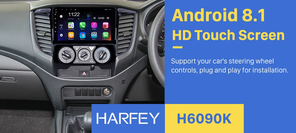 Harfey HD сенсорный экран для Mitsubishi TRITON(MT) руководство Android 8,1 Автомагнитола " gps Navi головное устройство Bluetooth wifi SWC