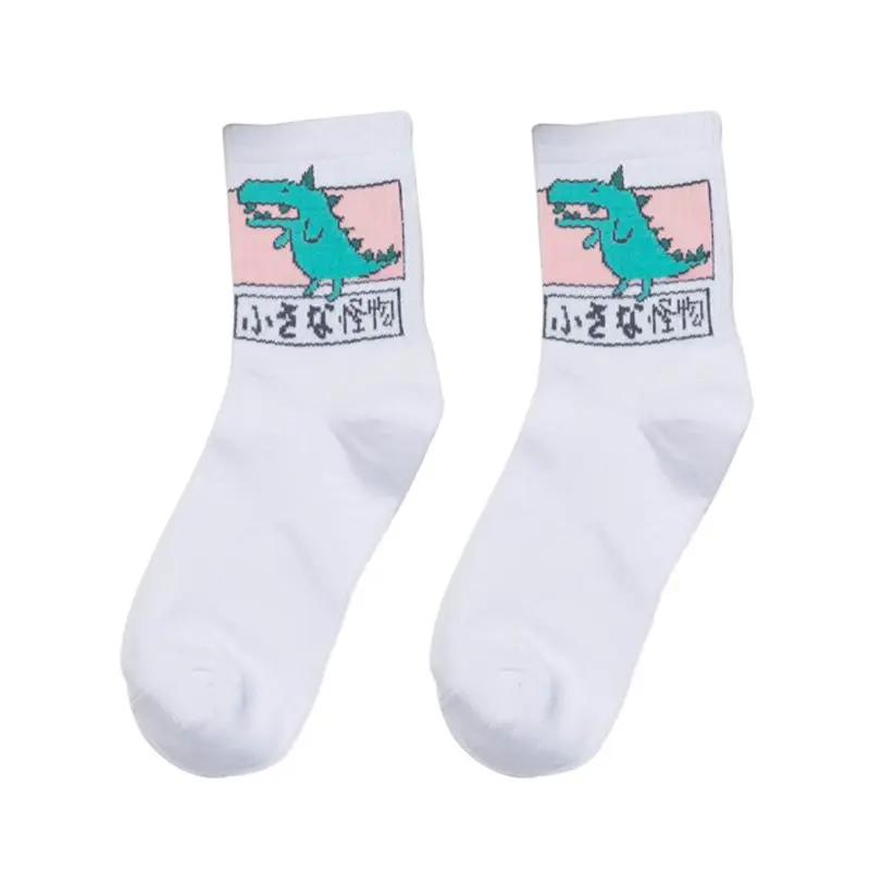 

Women Girls Hip Hop Long Cotton Socks Funny Cartoon Dinosaur Japanese Characters