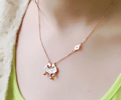 

Shell Inlay Longevity Lock Short Necklace Titanium Steel & Gold Color Fine Woman Fine Jewelry Gift Free Shipping Never Fade