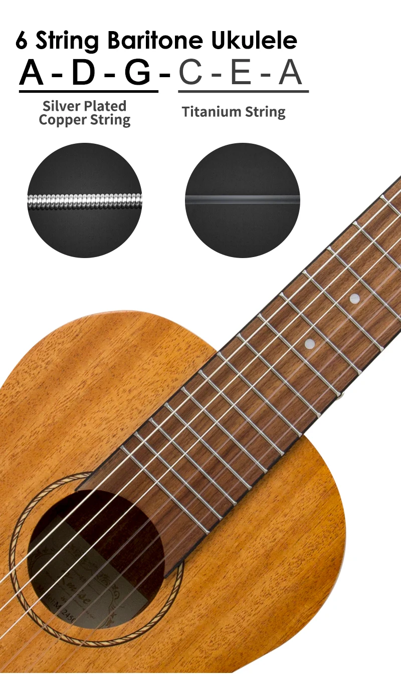 Kmise Guitalele мини гитара для путешествий укулеле 31 дюймов красное дерево с Gig Bag Picks ремень