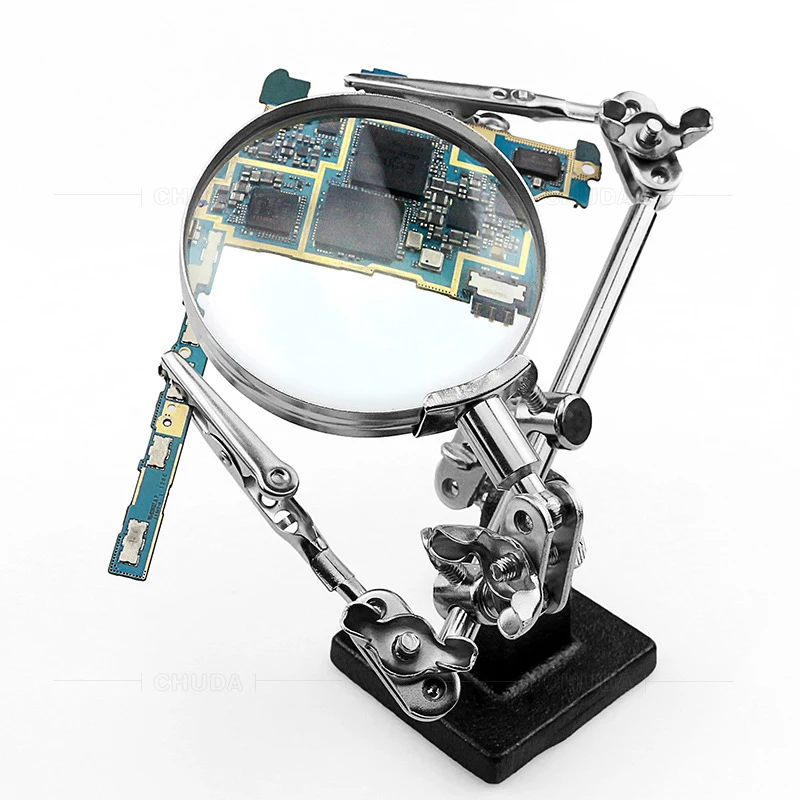 Electric iron with clip magnifier universal precision electronic welding station magnifying glass | Инструменты