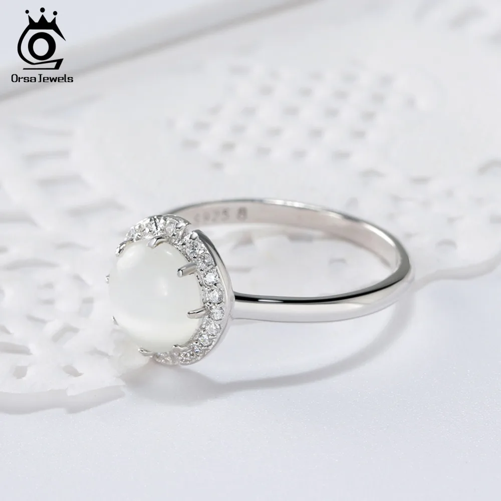 ORSA JEWELS женское серебряное кольцо из натуральной 925 пробы с бирюзой, кубическое женское циркониевое кольцо, Трендовое ювелирное изделие SR55