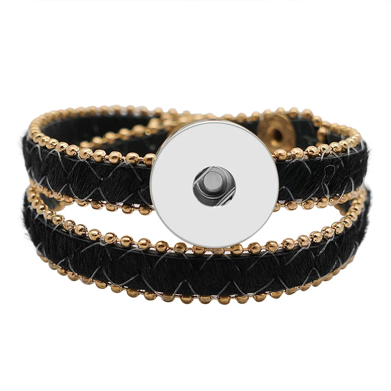 Новая технология 2 слоя конский волос леопардовые кожаные браслеты с застежкой