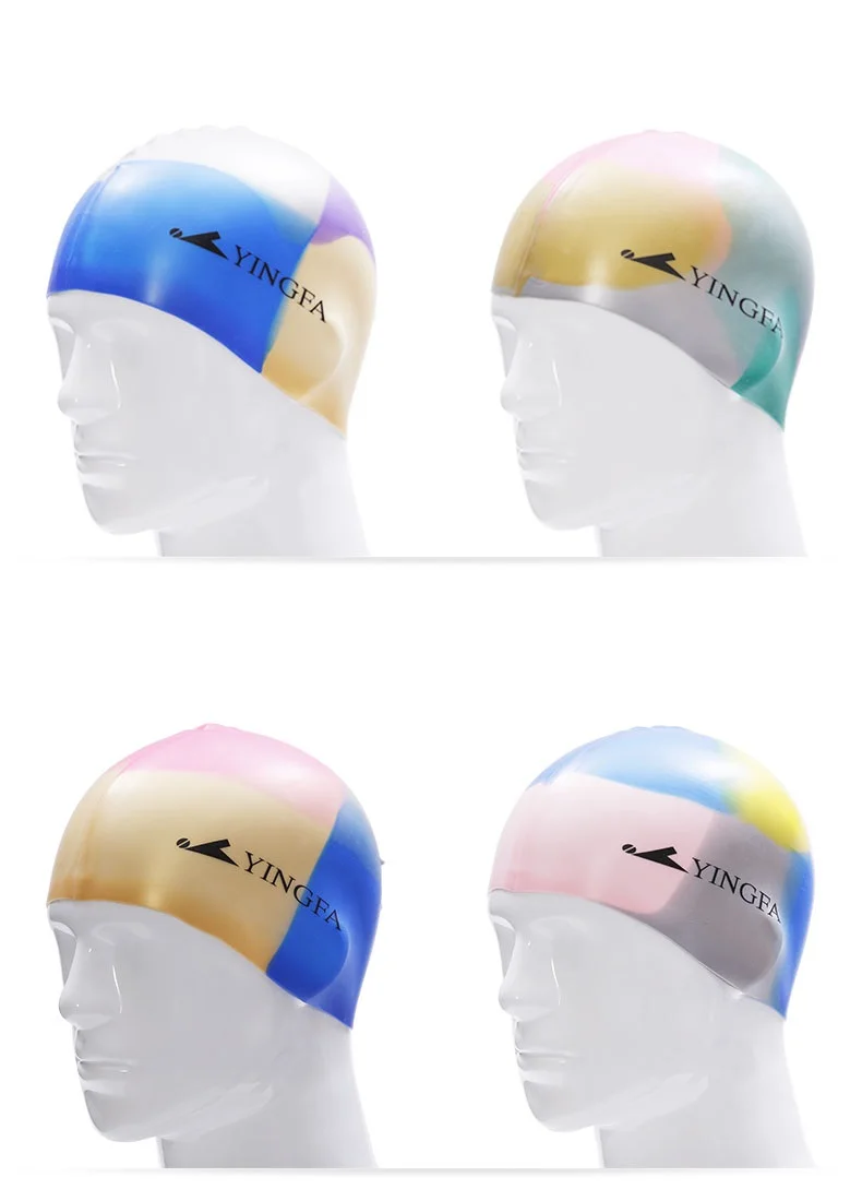 New Multicolor Sporty Silicone Swimming Caps Athlete Particle Swimming Hat Pool Wear Men and Women Protect Ears Bathing Cap
