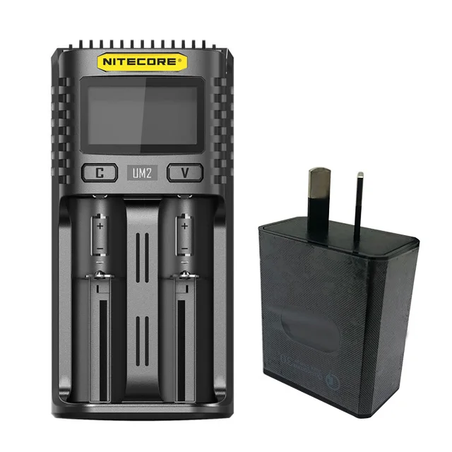 UM2 with AU Plug Nitecore UM2 USB Двухслотовое QC зарядное устройство интеллектуальная схема глобальная страховка Li-Ion AA 18650 20700 26500 26650 зарядное устройство - Цвет: UM2 with AU Plug