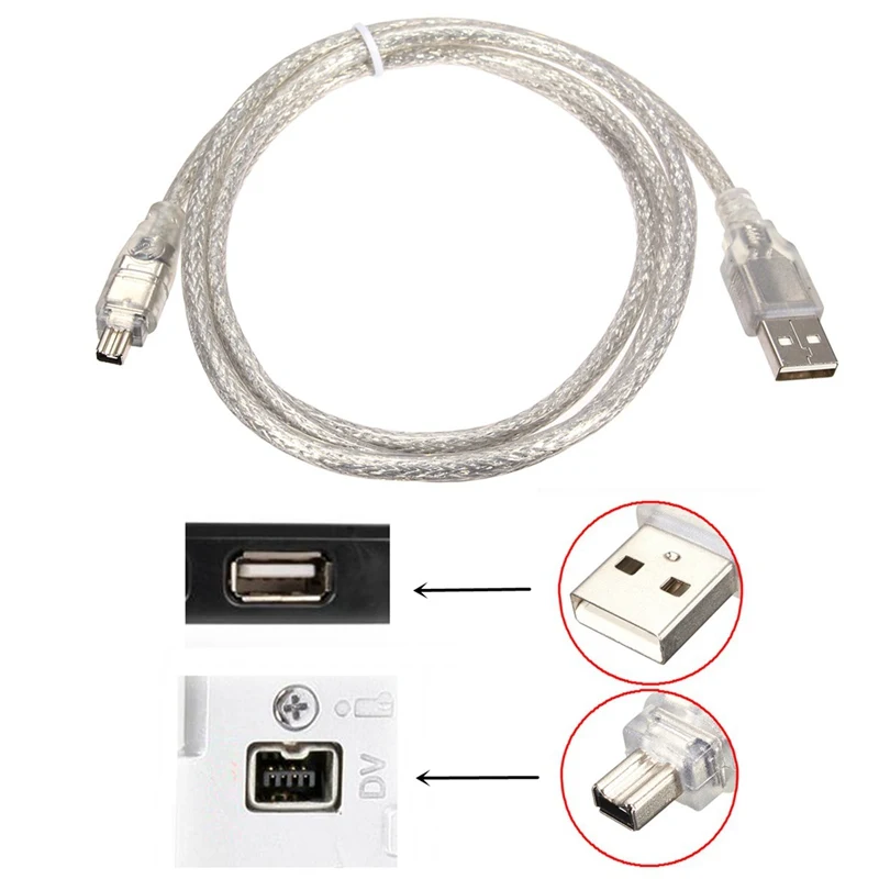 

USB Male to Firewire IEEE 1394 4 Pin Male iLink Adapter Cord firewire 1394 Cable for SONY DCR-TRV75E DV camera cable 1.5m/150cm