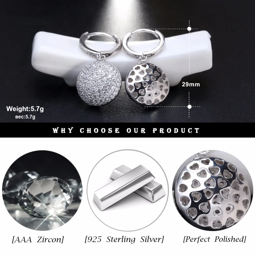 ORSA JEWELS Стерлинговое Серебро 925 серьги круглой формы с зубцами вымощенные AAA CZ блестящие выдолбленные сзади висячие серьги SE42