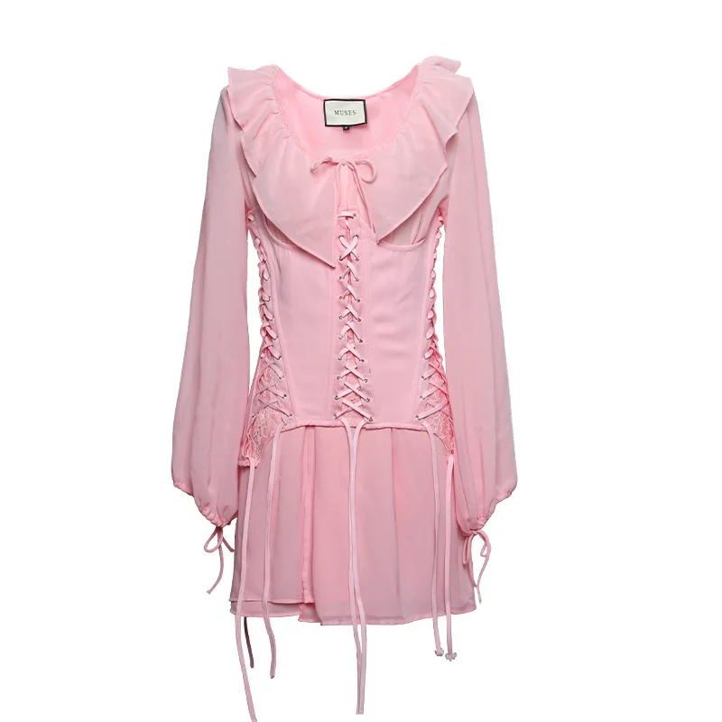 Лето 2019 винтажное стильное шифоновое платье с v-образным вырезом деревянными