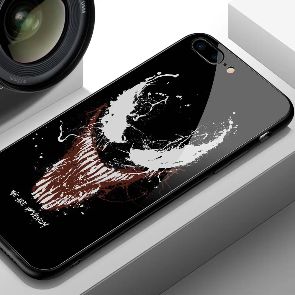 Абсолютно чехол для iPhone 7, стеклянный чехол с Веном, жесткая задняя крышка для iPhone 6 6S 7 8 plus X XR XS MAX 11 pro max чехол