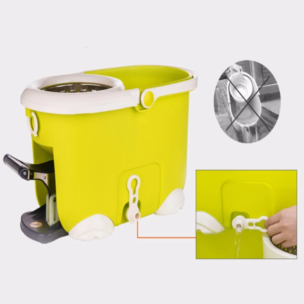 Легко отжимать и чистой микрофибры Швабра ведро мощность двойной привод отжима с