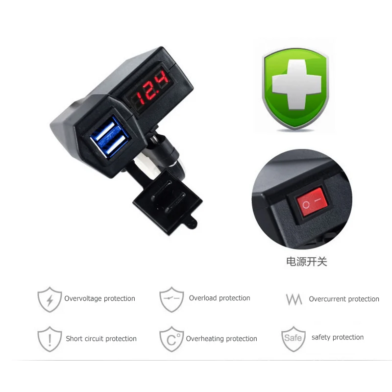 Зеленый светодиодный цифровой дисплей измеритель напряжения + двойной USB разъем