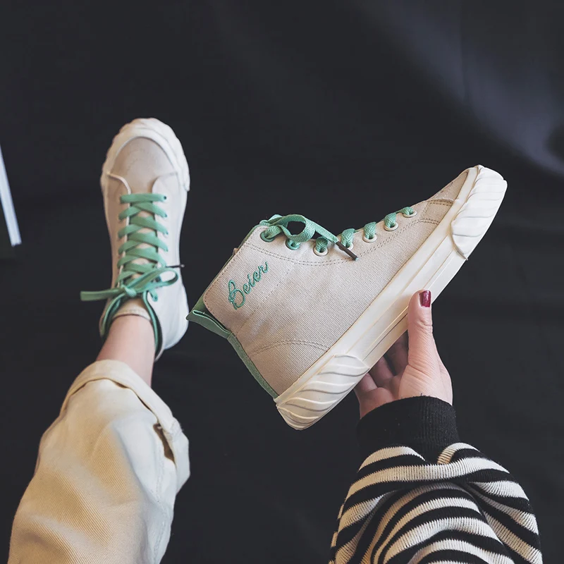 Zapatillas Deportivas Mujer; женская текстильная обувь; Вулканизированная обувь с высоким берцем на шнуровке; смешанные цвета; Новинка года; Tenis Femino; модная обувь