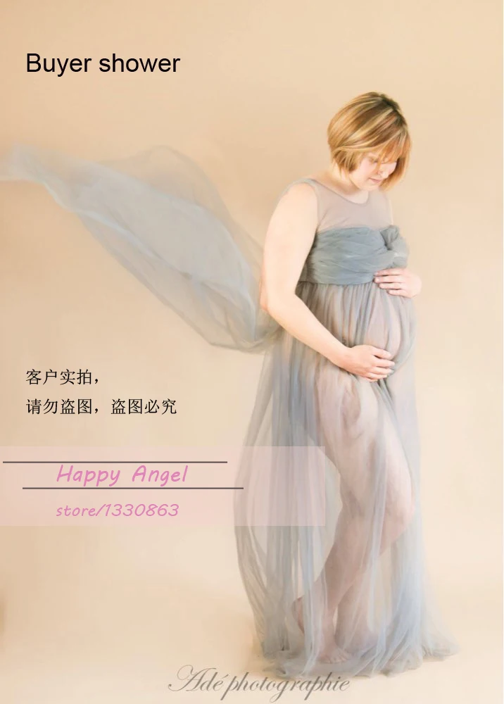 Big Sale Silver Gray Gown Two Layer Gauze Studio Maternity Outdoor indoor Photography Props Women Long Dress Fancy costume | Мать и