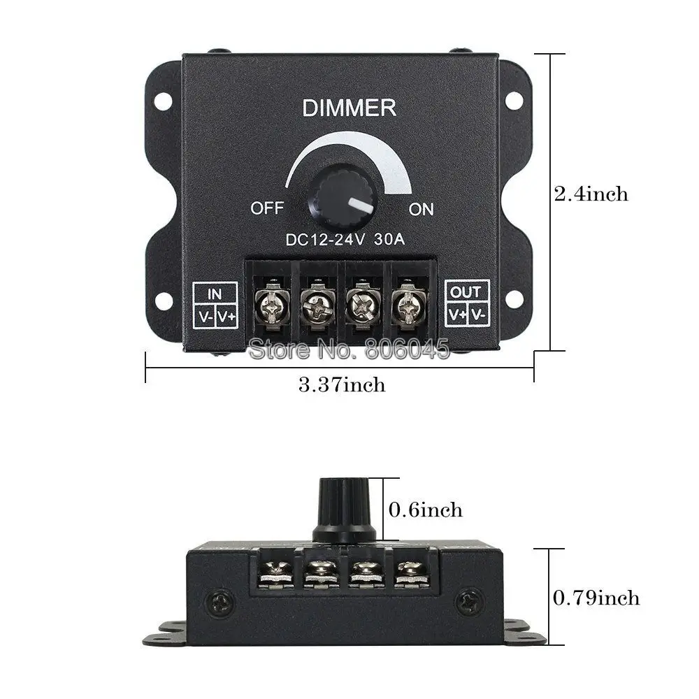 DC12V 24V светодиодный диммер 30A 360W Регулируемый Яркость один Цвет 5050 3528 лента полосы