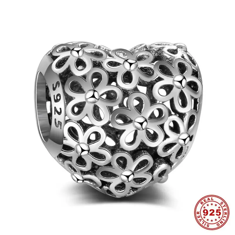 Даларан 925 пробы серебро, Европейские Бусины Fit самодельный очаровательный браслет Цепочки и ожерелья модные украшения для Для женщин - Цвет: Heart Of Flowers