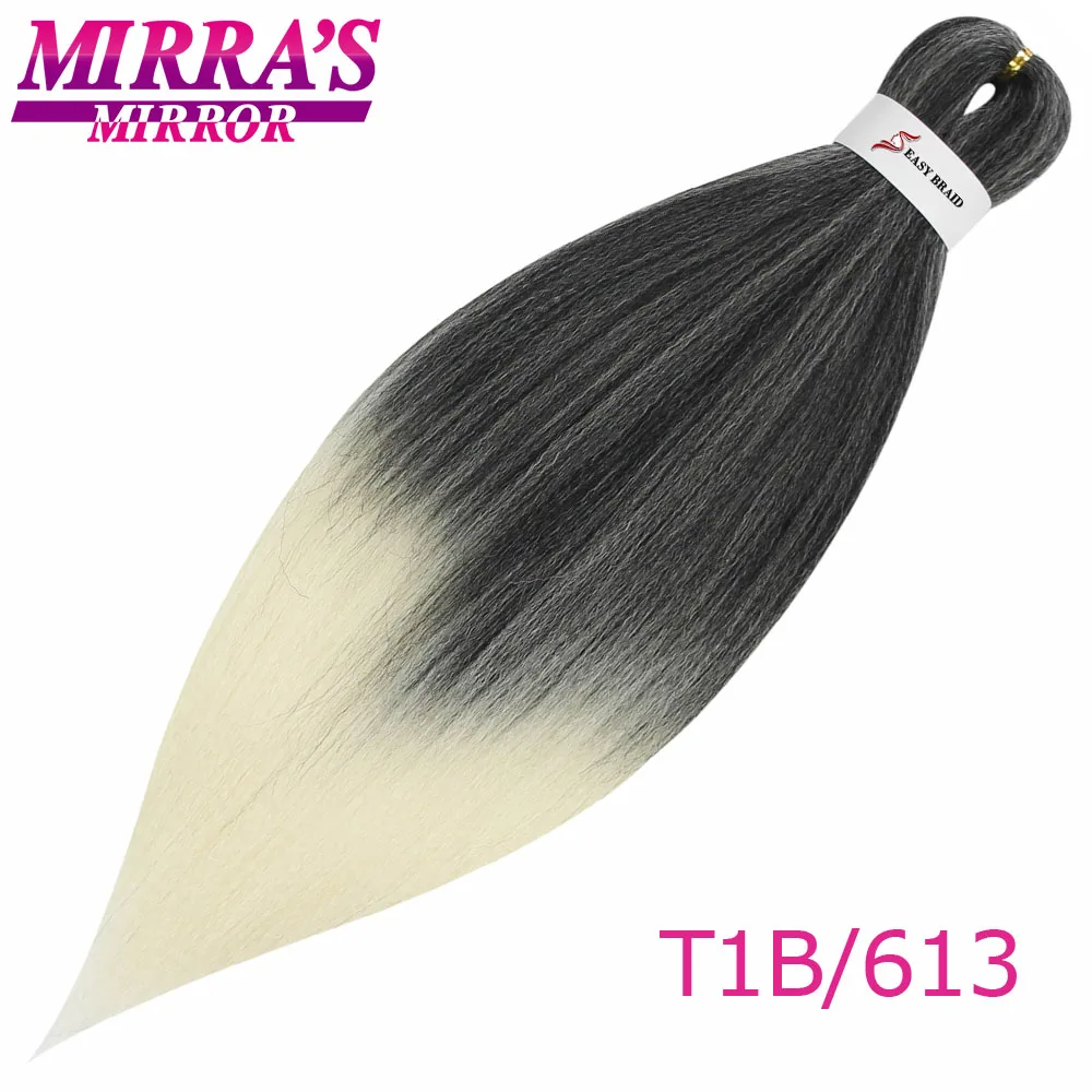 T1B/613 Mirra's Mirror's Mirra's Mirror, косички для волос, Омбре, предварительно растягивающиеся плетеные волосы, синтетические волосы кроше для наращивания 2" 26" EZ Professional - Цвет: T1B/613