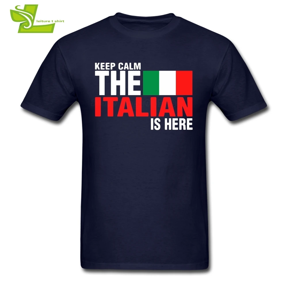 Keep Calm Fear The Italian Is Here Adult T Shirt Popular Loose T-Shirt Boy Summer O Neck Tees Dad Latest Simple Clothes Flag | Мужская