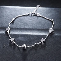 30 silver plated fashion little star ladies anklets wholesale female jewelry for women birthday gift cheap never fade
