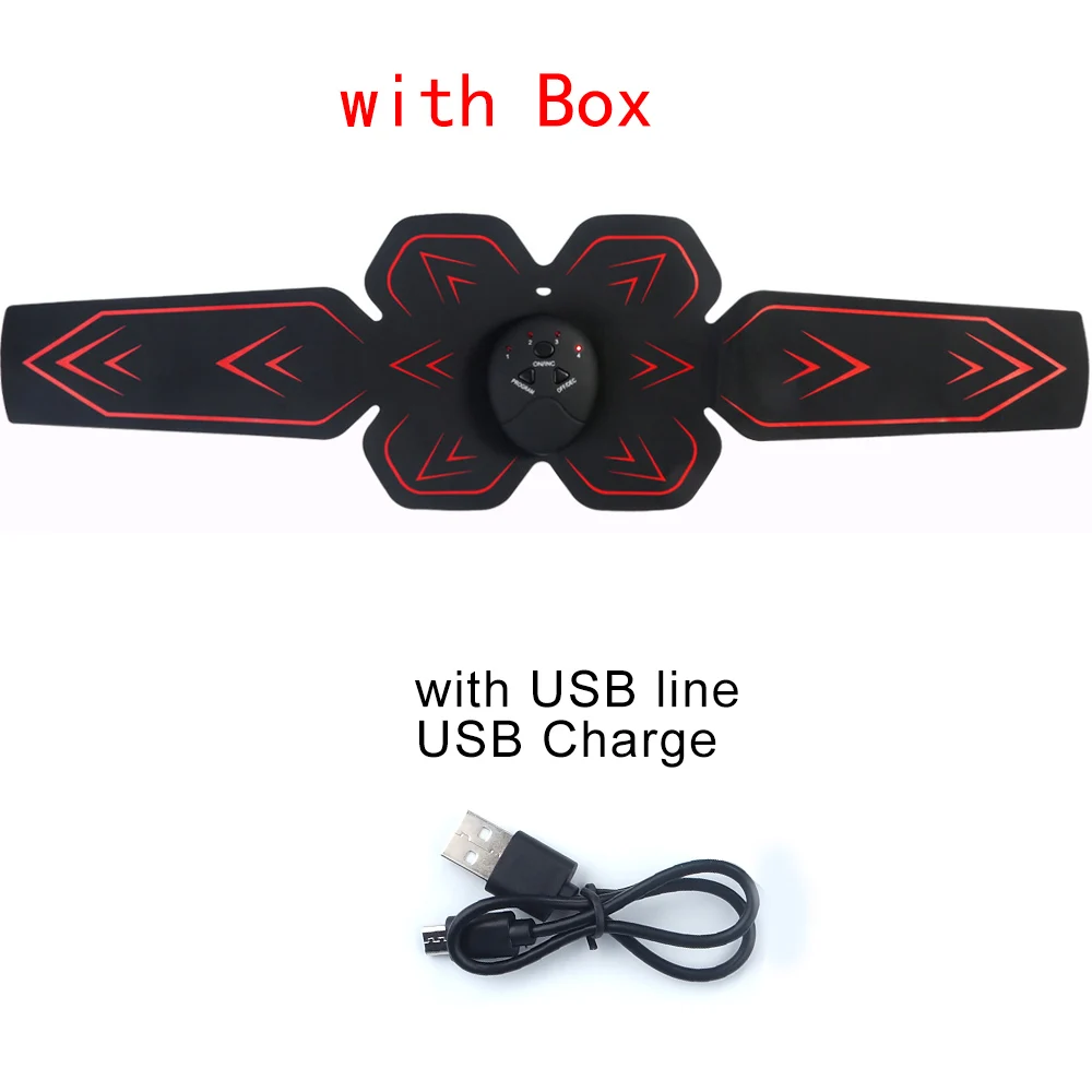 red USB box Фитнес-тренировка, Миостимулятор для мышц EMS, стимулятор живота, Электрический пояс для похудения, массажный перезаряжаемый стимулятор мышц - Цвет: red USB box