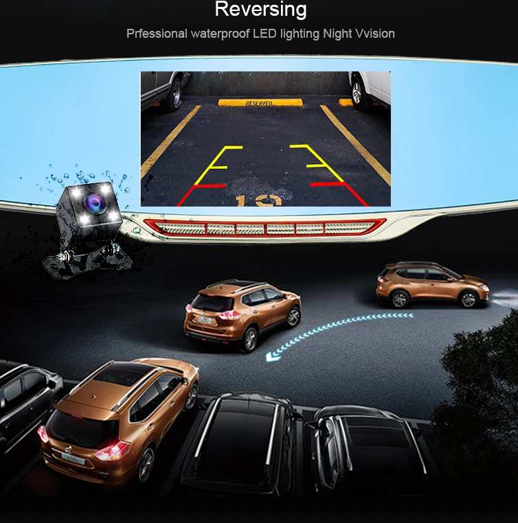 Двойной объектив автомобиля камера зеркало заднего вида авто dvrs автомобили dvr