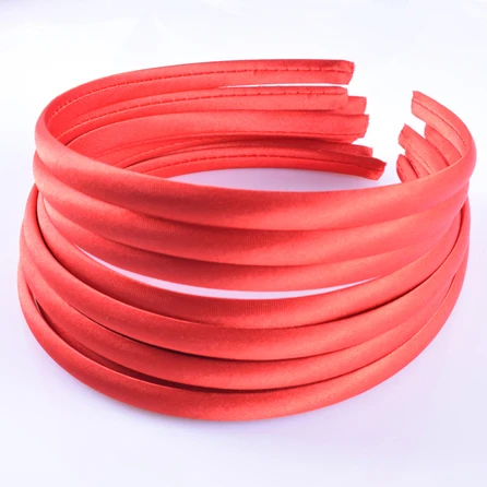 RED 60 шт./лот, сатиновые повязки для волос DIY, 10 мм, одноцветная ткань, покрытая смоляной повязкой для волос, пластиковые повязки для волос для девочек, повязка для волос для женщин - Цвет: RED