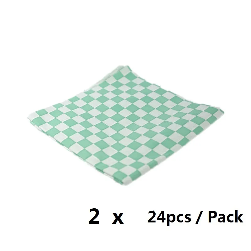 48pcs Green 48 шт. красная клетчатая пищевая смазка для хлеба, сэндвич, бургер, фри, обертки, печенье, масло, бумага для фаст-фуда, ресторанная поставка - Цвет: 48pcs Green