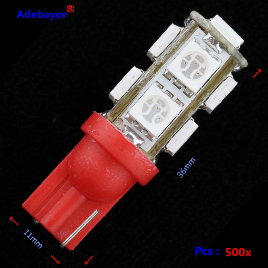 500X T10 9 SMD 5050 Светодиодная Автомобильная Лампа 194 W5W для чтения двери угловой сигнал